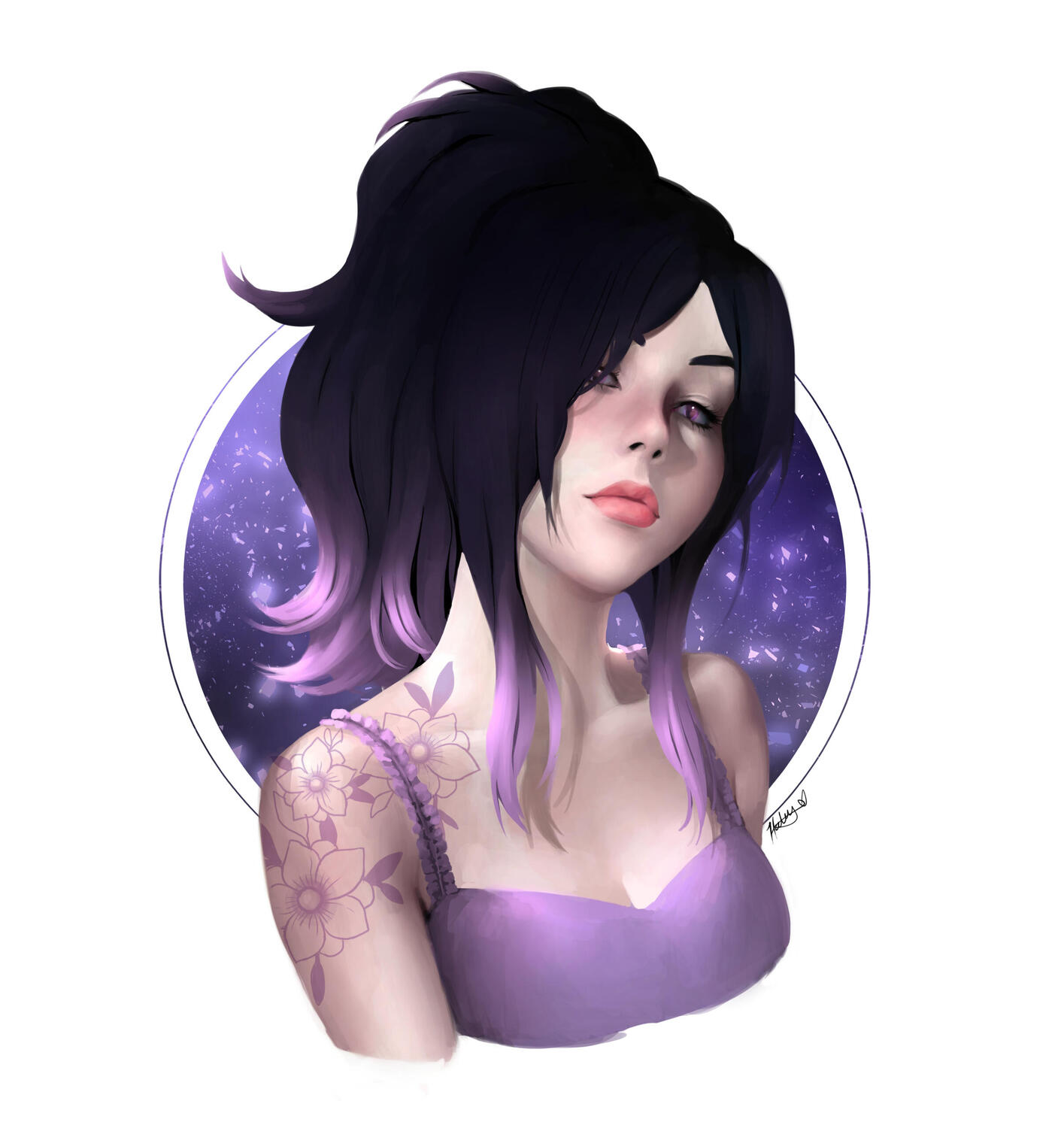 Purple-Haired Girl Colored Purple-Haired Girl Colored